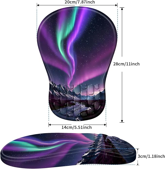 YIWEI Ergonomic Mouse Pad with Wrist Rest for Carpal Tunnel Pain Relief | Memory Foam Wrist Support,Non-Slip Rubber Base, Keyboard Computer Mousepad,Lycra Cloth Surface,Gaming Home Office
