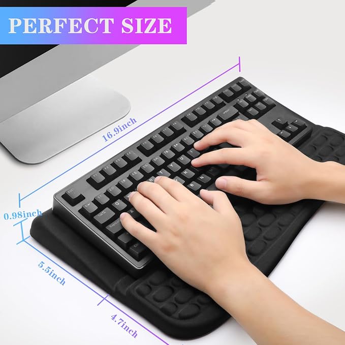 Computer Keyboard Stand with Wrist Rest Support Pad, 02-Black | Ergonomic Comfy Tilted Keyboard Stand Riser Holder Pad for Pain Relief, Soft Memory Foam Desk Cushion for Office Home