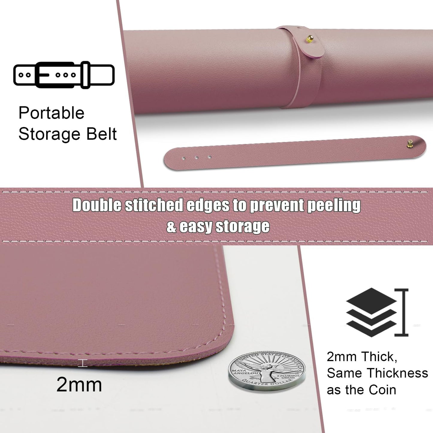 Large Desk Pad, 55'' x 17'', Office Desk Mat, Computer Mat for Desk, Leather Desk Pad for Home & Office, Purple Pink