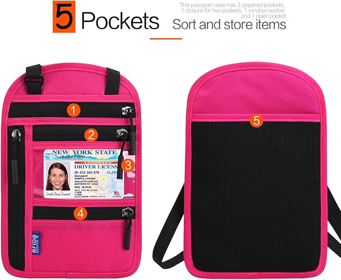 Neck Wallet Lightweight RFID Blocking Waterproof Travel Pouch Passport Wallets for Women Men