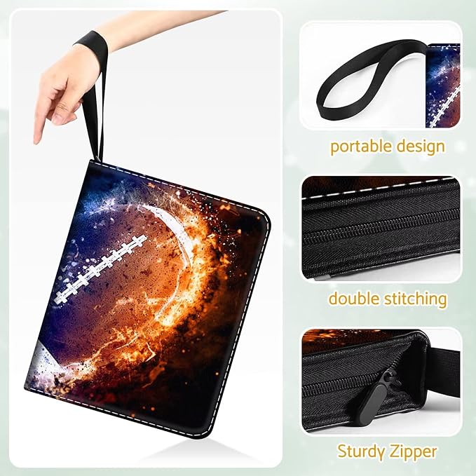 Football Card Binder Holder 480 Pockets with 60 Removable Sleeves, Portable Sports Trading Cards Binder Album Collector Organizer Protectors with Zipper,Waterproof