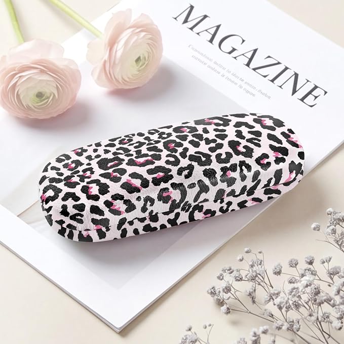 Glasses Case Hard Shell, Leather Protective Case for Sunglasses with Cleaning Cloth, Cute Eyeglass Cases for Women