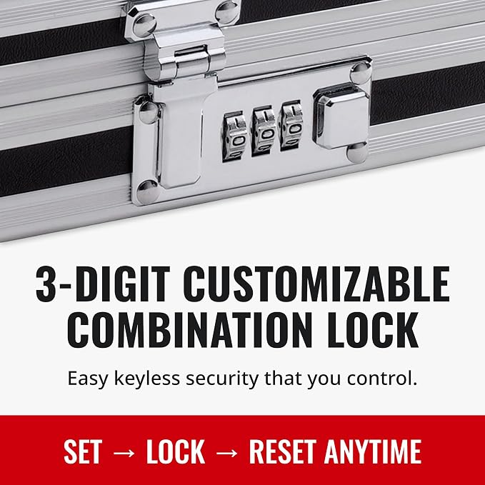 Vaultz Locking Metal Clipboard with Storage, Combination Lock, Black | Holds 8.5 x 11 letter-size paper or a tablet device in place, heavy-duty metal design with reinforced chrome steel corners