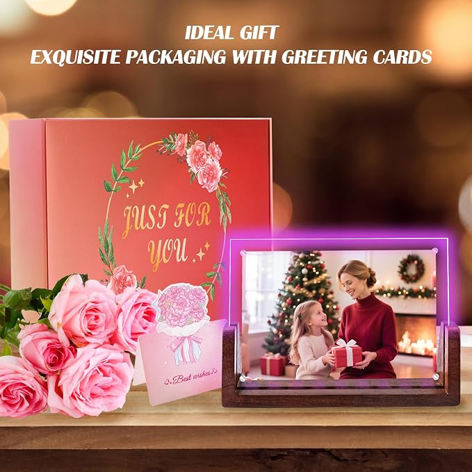 Light Up Picture Frame 5x7 with Led Clor-Changing- Cute Photo Frame Gifts for Couple, Girl Friend or Family, Clear Acrylic Frames Fits Photos of 4 x 6 or 5 x 7 In (Horizontal) , Lovely Lamp Decor