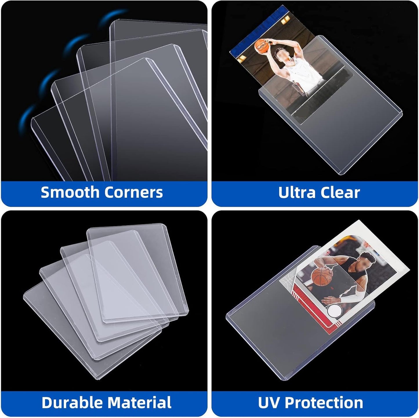 Arjiekwei 3"X 4" Card Sleeves Top Loaders for Cards, Baseball Protectors Hard Plastic, Premium Toploaders, Card Holder for Sports Baseball Trading Football Game Cards (100 Top Loaders)
