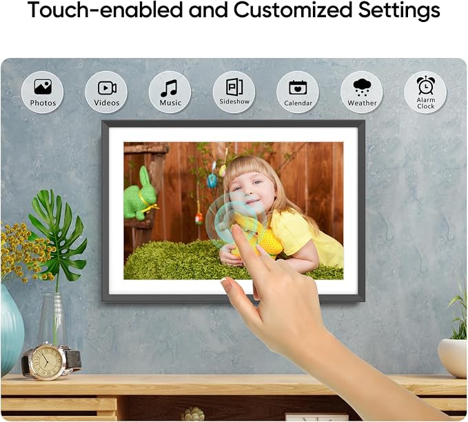 ARZOPA Digital Picture Frame 15.6" Large WiFi Digital Electronic Photo Frame with 32GB Storage, 1920x1080 FHD Touch Screen, Auto-Rotate, Share Photos or Videos Instantly via Frameo