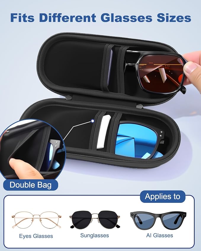 Krypthos Travel Sunglasses Organizer Case, Portable Eyeglasses Storage Box Eyewear Glasses Display Case for Men Women
