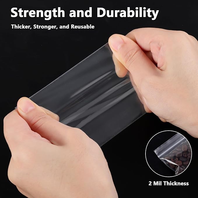BESARME 1000 PCS 3" x 4" Small Plastic Bags for Jewelry Mini Clear Plastic Poly Bag 2 Mil with Resealable Lock Seal Zipper for Storage Gifts Candy Screws