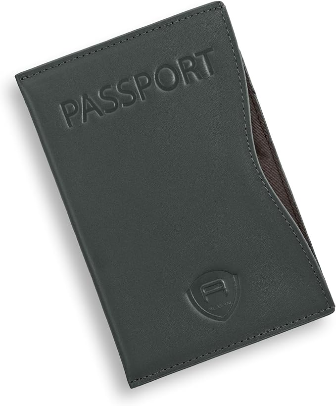 Alban RFID Passport Holder for Women & Men, Genuine Leather Passport Cover | RFID blocking design helps protect personal information while traveling, Slim genuine leather case for travel essentials