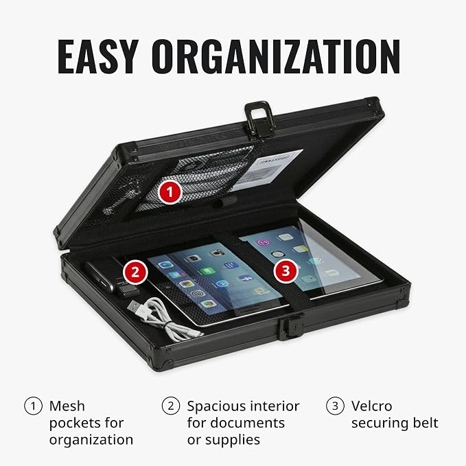 Vaultz Locking Storage Clipboard, Key Lock, Tactical Black, 12.75 in | Secure storage compartment keeps documents protected, durable clipboard design built for travel or office use