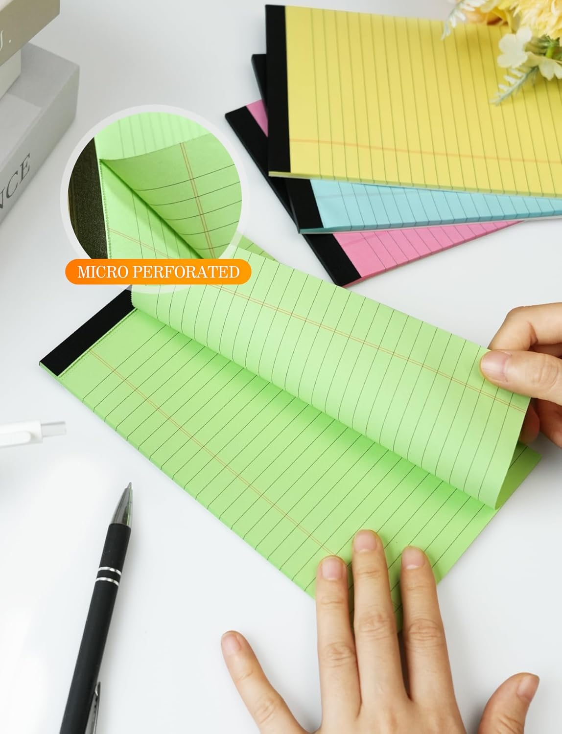 Note Pads 5x8 Colored Legal Pads, 8 Pack Mini Legal Pads 5x8 College Ruled, Pink Notebook Paper Lined Note Paper, Colored Notepads 5 x 8 Pastel Notepad, Small Writing Pads Paper 5x7, 30 Sheets Each