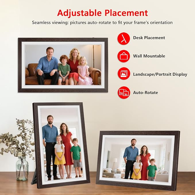 21.5" Large Frameo Digital Photo Frame, 32GB WiFi Digital Picture Frame with 1920x1080 FHD IPS Touch Screen, USB Drive/SD Card, Wall Mountable Auto-Rotate, Easy Share Photos/Videos from Anywhere