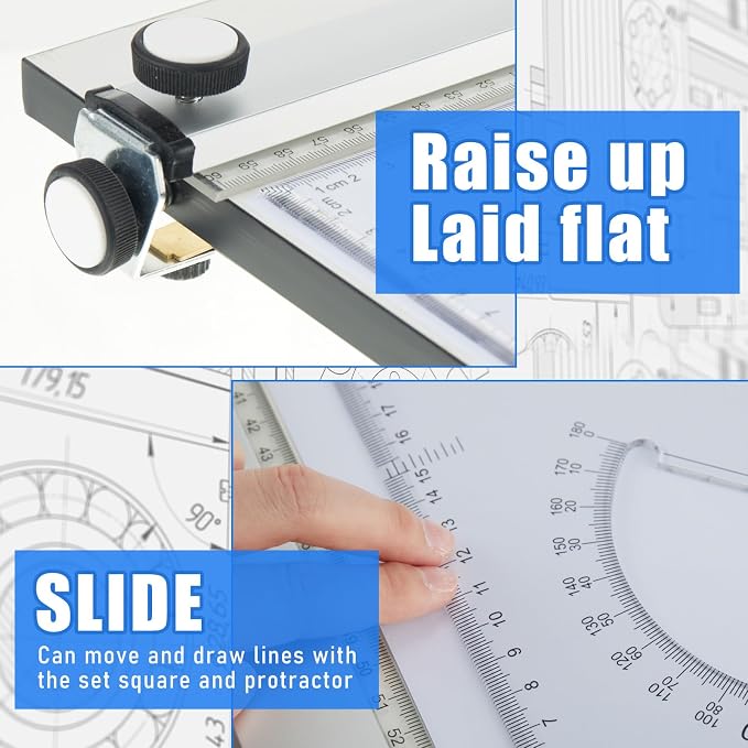 Zonon A2 Portable Drawing Board, Multi-Function Metric Drafting Table Drafting Board with Clear Rule Parallel Motion and Angle Adjustable Measuring System