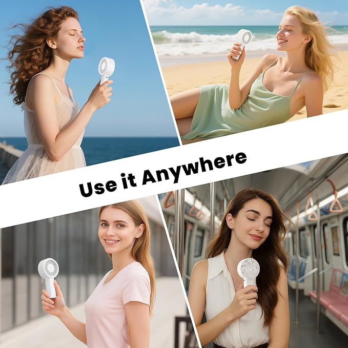 HandFan Handheld Mini Fan, Next Generation Small Fans Portable [8.5H Runtime] with Powerful High Speed Turbo Motor, USB Rechargeable, Pocket Design for Travel/Summer/Concerts/Lash, Gifts for Women