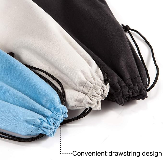 TRIUMPH VISION Glasses Case Soft Eyeglass Case Sunglass Pouch Cloth 3 Pack | Thick Microfiber Pouch Drawstring Pouch Eye Glass Bag Sunglasses Sleeve Storage, Lens Protection Cover,Cleaning Lens Screen