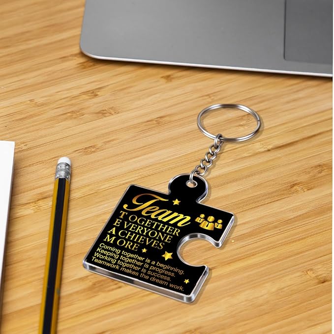 Team Appreciation Gifts Bulk Thank You Keychains for Coworkers | Gift Set for Employee, Staff, Teachers, Teamwork Puzzle Piece Keyring, Acrylic