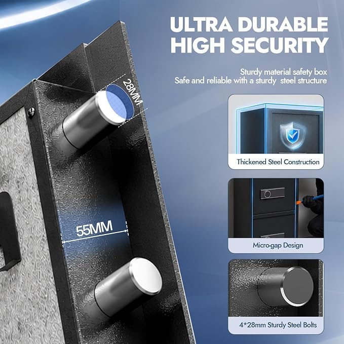 KAER Biometric Safe Box for Home, 7.0 CuFt Dual-Door Drop Safes with Fireproof & Waterproof Bag, Hidden Lock Box, Digital Keypad & Adjustable Shelves, Cash Safe for Store, Restaurant, Hotel & Office