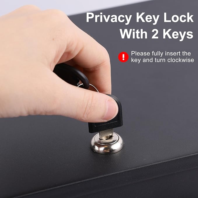 Fireproof Document Box with Key Lock, Portable Metal Safe Box with Carrying Handle to Secure Money, Jewelry, Document, Passport, Size 12.7 x 8.7 x 4.6 Inch