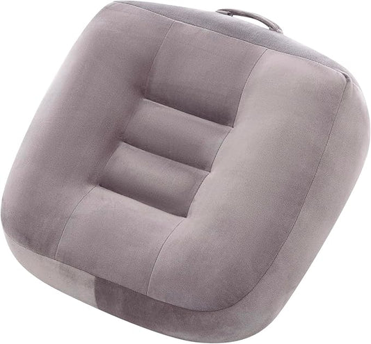 Extra Thick Seat Cushion, Large Chair Cushion Booster for Office Chair to Rise Height, Velvet Cover with Handle and Anti-Slip Bottom, PP Cotton Filling - Relieves Back Pain - 18"X16"X6" Grey