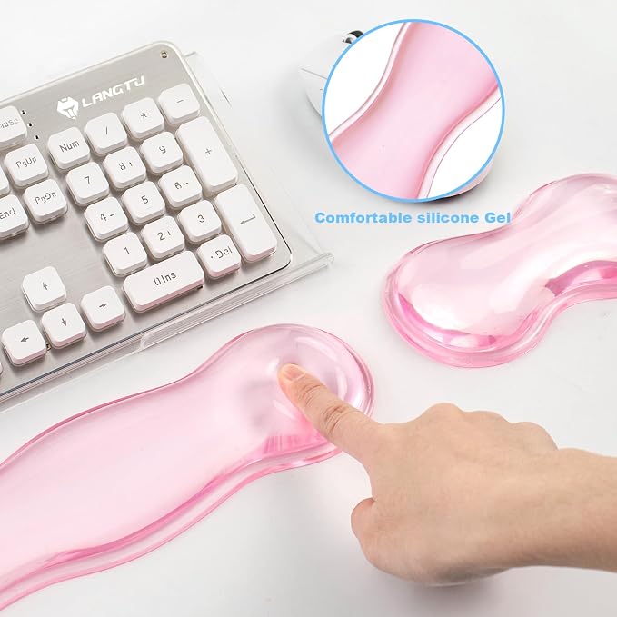 Keyboard Wrist Rest - Gel Wrist Rest for Computer Keyboard and Mouse, Acrylic Clear Keyboard Stand for Desktop, Ergonomic Keyboard Riser with Wrist Rest Support