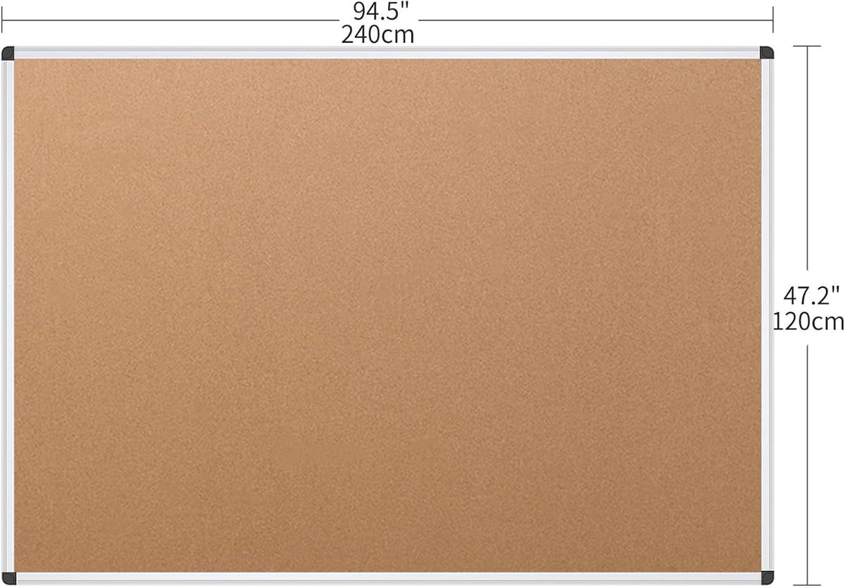 VIZ-PRO Cork Notice Board Bulletin Board, 96 X 48 Inches, Pack of 2, Silver Aluminium Frame