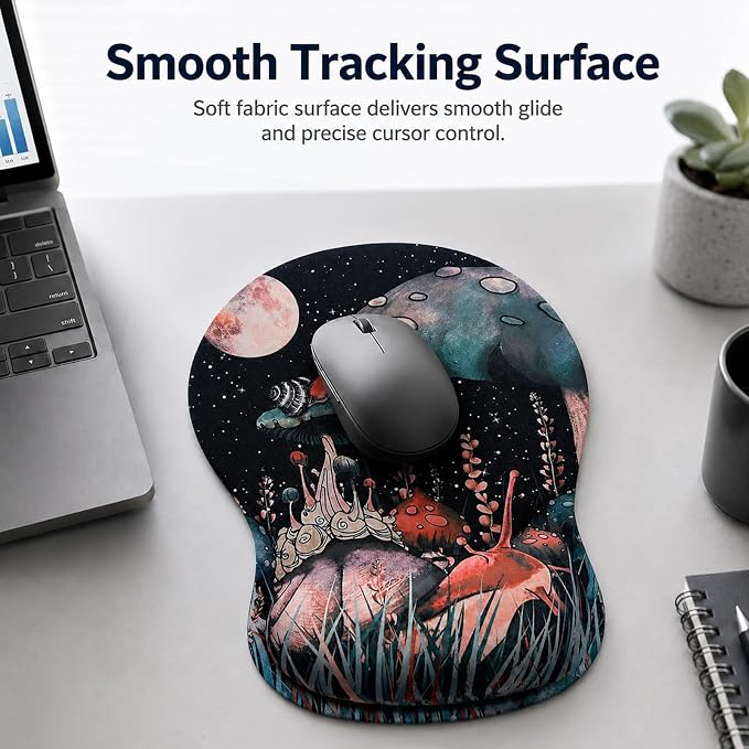 Mouse Pad with Wrist Rest Ergonomic Memory Foam Support, Non-Slip Rubber Base, Comfortable Typing Cushion for Home Office Computer Laptop, Snail