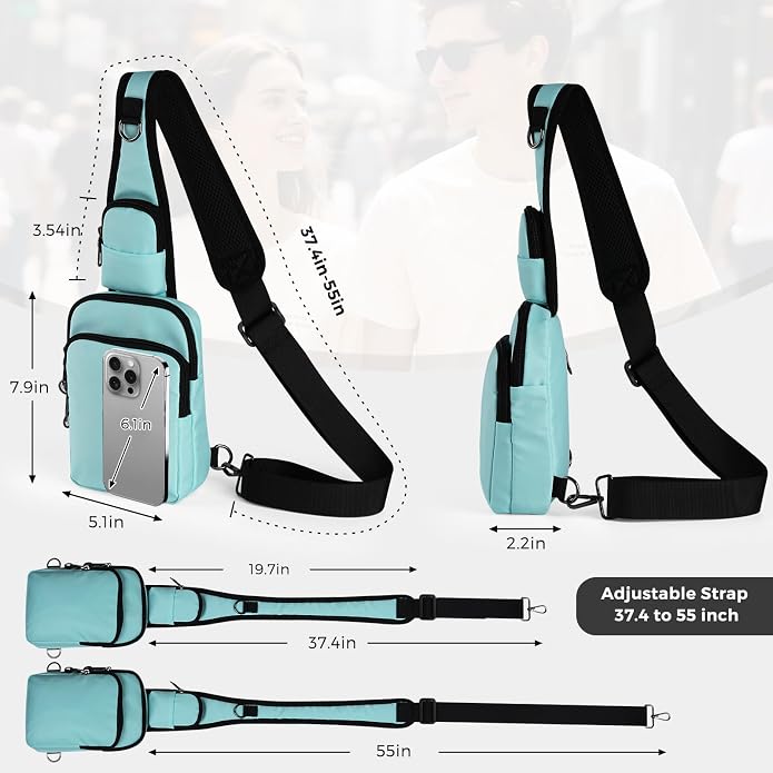 Sling Bag, Crossbody Bag with Zipper Lock, RFID Blocking & Water Resistant for Men and Women