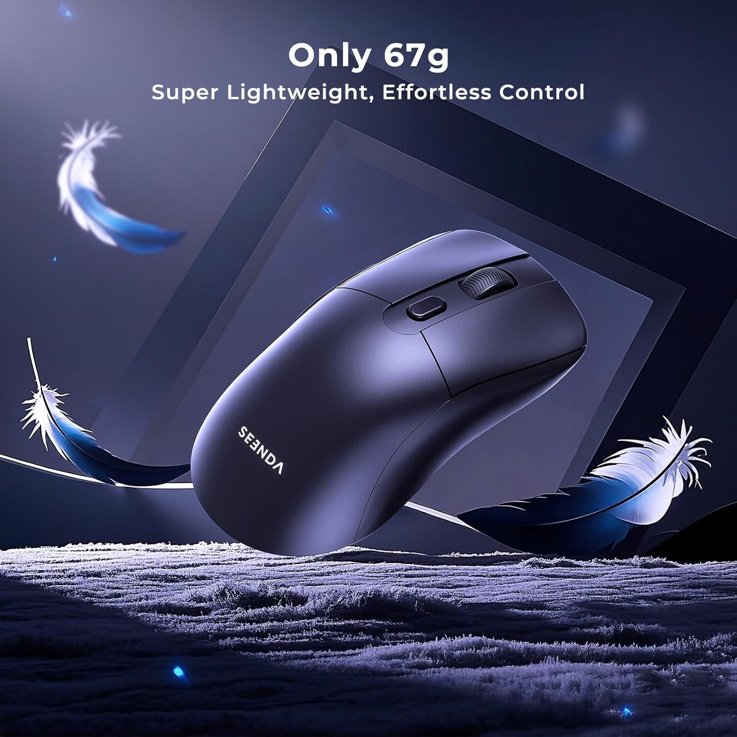 seenda Wireless Gaming Mouse, USB C Mouse, Web-Based Driver, 18000 DPI, 67g Lightweight, 6 Programmable Buttons, Type-C Rechargeable Mouse Gamer for PC/Laptop/Mac - Black