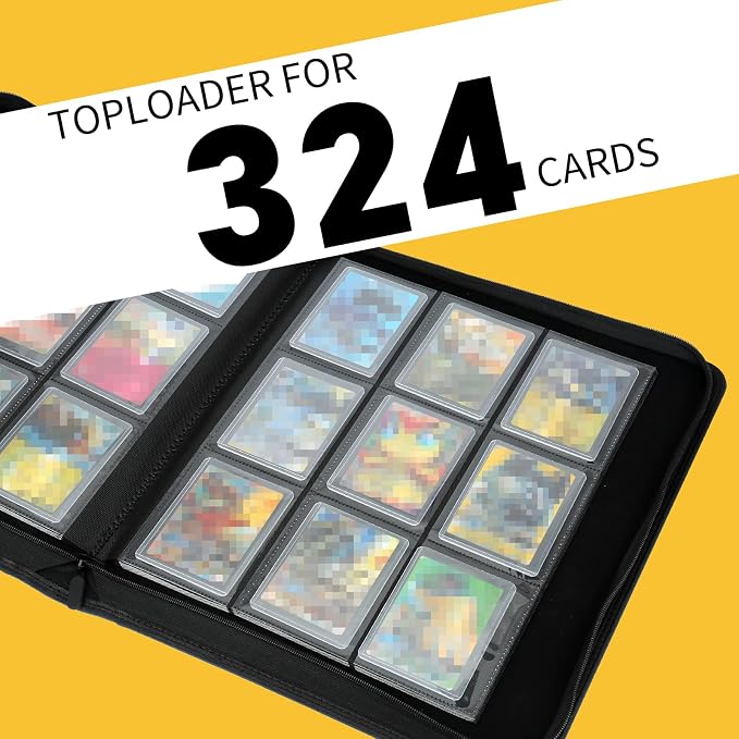 Toploader Binder, Holds 324 Toploaders, 9 Pocket Top Loader Binders with Sleeves for 3 x 4'' Toploaders, Double-Sided Pocket Top Loader Storage Binder, Trading Card Binder - Diamon Red