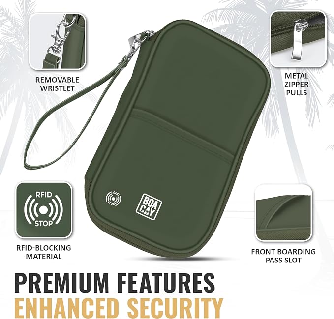 Travel Document Organizer with RFID, Family Passport Holder, Wallet for Women & Men, Portable & Waterproof Case for Cards, Boarding Pass, Money