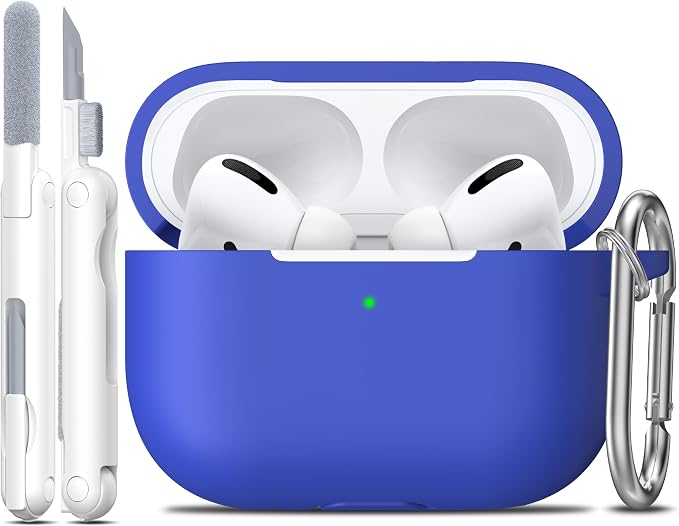 R-fun for AirPods Pro 2 Case, Soft Silicone Protective Cover with Keychain and Cleaning Pen, Compatible with AirPods Pro 2nd/1st Generation, Supports Wireless Charging, Blue