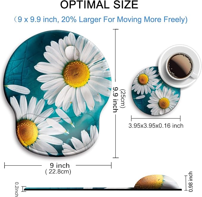 Ergonomic Mouse Pad with Wrist Rest Support,Gel Mouse Pads for Desk | Big Mousepad With Coaster Non-slip & Pain Relief for Computer, Home&Office Desk Decor