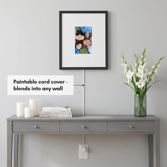 Americanflat 10.1" WiFi Digital Picture Frame in Real Matted 15x18 Frame - Touchscreen, Send Photos & Videos Via Frameo App - Wall or Tabletop - Gift for Grandparents - Black