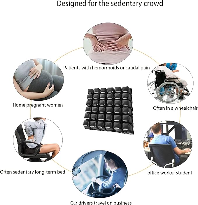 Inspiratory Cover air Cushion with Zippered Fabric Cover,Chair pad,Wheelchair Matress,Anti Bedsore,Elderly Matress,Relieve Driver and sedentary Individuals Stress and Pain,Pressure Relief Cushions.