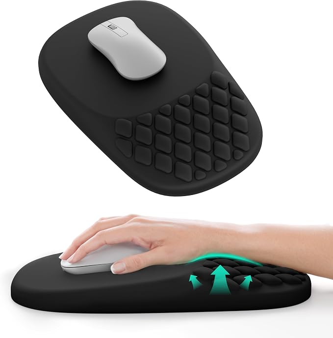 VAGAU Ergonomic Mouse Pad with Wrist Support, Wrist Rest Pain Relief Black | Mousepad Memory Foam & Non-Slip PU Base for - Gaming, Office and Home
