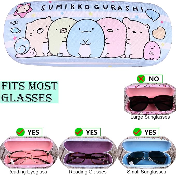 ADBGV Cute Stylish Hard Shell Eyeglasses Cases Protective Case Storage Box With Glasses Cloth Eyeglass Strap for Girl Teen