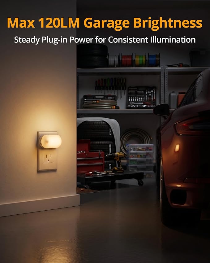 Lyridz Plug in Night Light with Motion Sensor, 120LM Superior Bright Smart Mini LED Nightlight, Warm White with Stepless Adjustable Brightness for Bathroom, Bedroom, Kitchen, Stairs, Hallway, 2 Pack