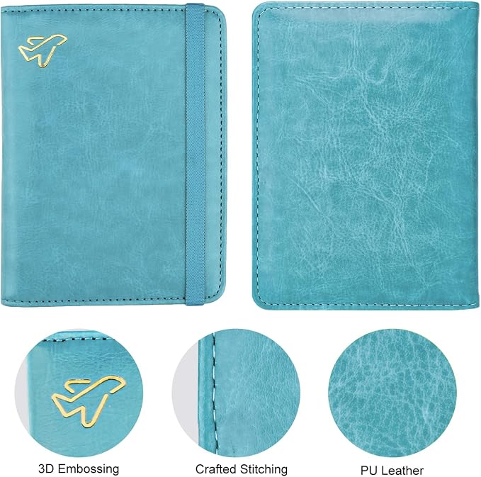 WALNEW Passport Holder for Travel, RFID Passport Wallet, Travel Essentials | PU Leather Passport Cover Case with Pen Holder, Travel Must Haves Accessories, Passport Book Holder for Women