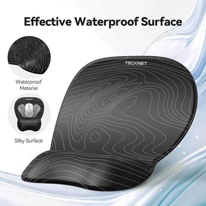 TECKNET Gel Ergonomic Mouse Pad & Keyboard Wrist Rest & Coaster | 3 in 1 Set, Pain Relief, Milk Silk Cloth, Non-Slip PU Base, Easy Typing, Memory Foam Wrist Support for Office & Home