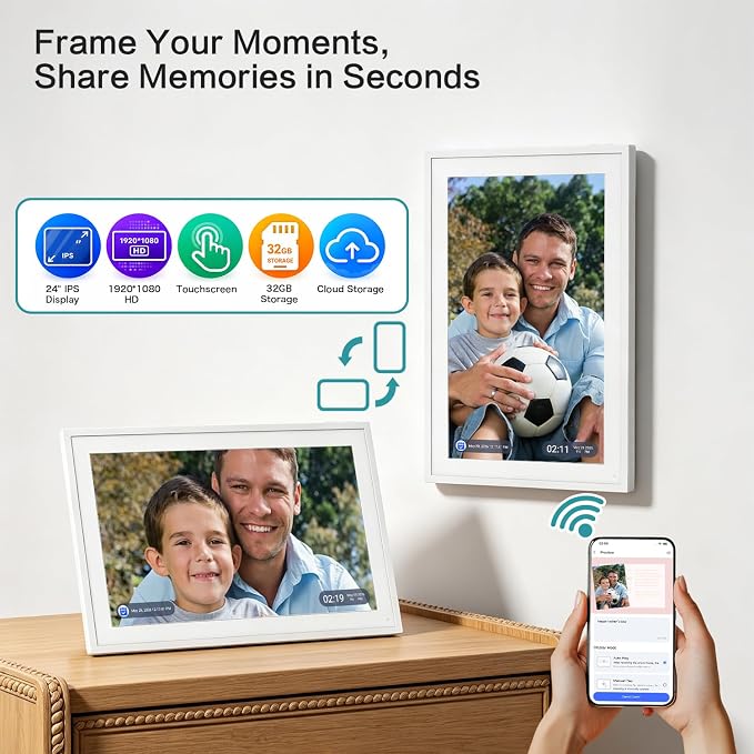 15.6" Digital Calendar Electronic Calendar for Chore Chart - Touchscreen Interactive Smart Display, Meal Planner, Auto-Sync Online iCloud Outlook, Digital Photo Frame, Wall Mountable Gifts for Mom Dad