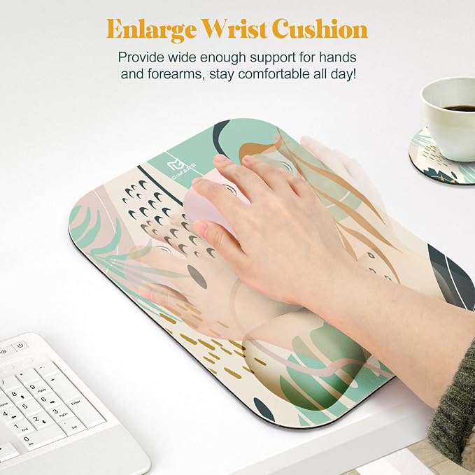 Gimars Large Smooth Superfine Fibre Memory Foam Ergonomic Mouse Pad Wrist Rest Support Mousepad with Nonslip Base for Laptop, Computer, Gaming & Office,Free Coaster Include-Morandi Blue