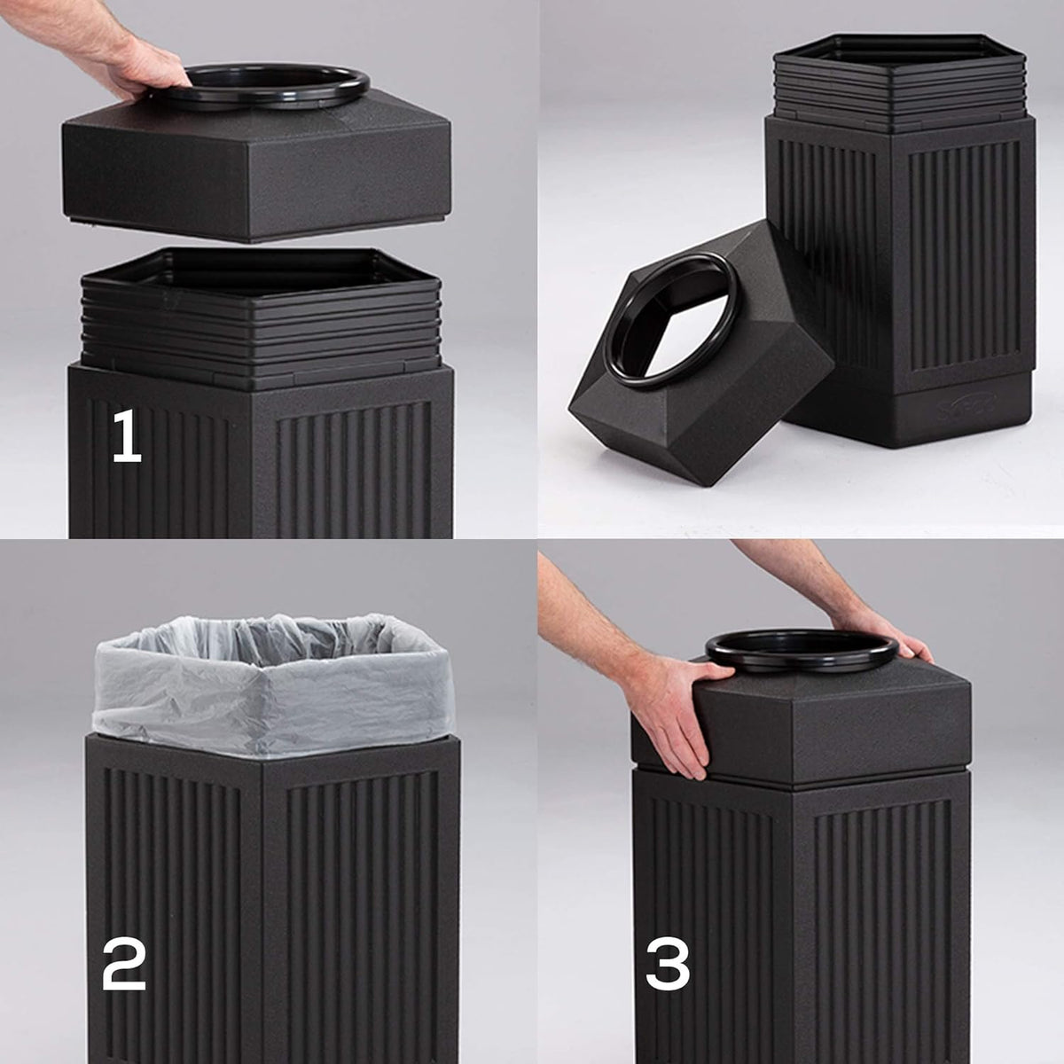 Safco Canmeleon Trash Can, 30 Gallons, Indoor and Outdoor Use, Durable & Weather-Resistant Commercial Garbage Can, Black