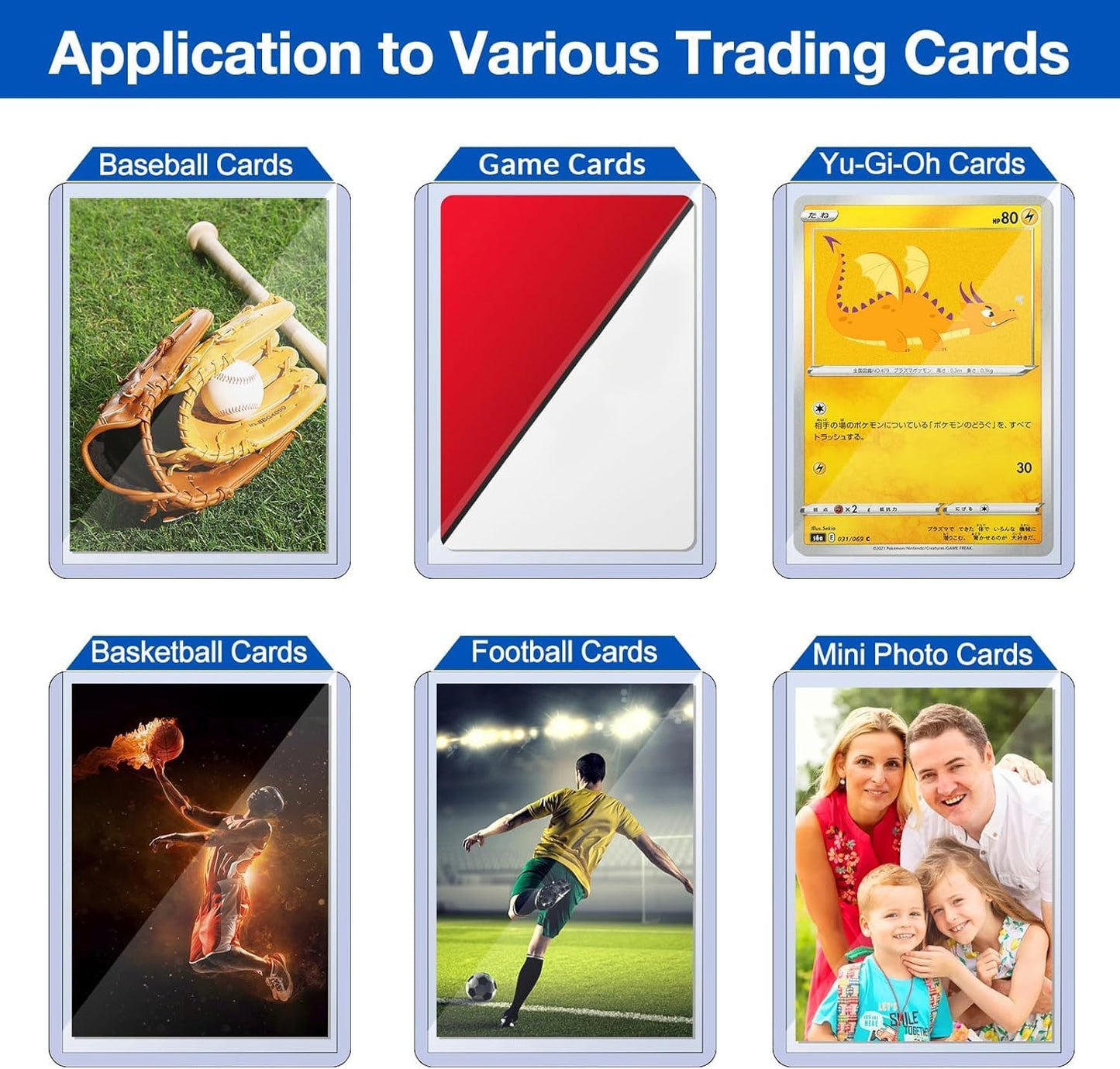 200 Topload Card Holder and 200 Clear Sleeves, Sooez 35 PT Topload Card Protectors, 3" x 4" Hard Plastic Card Sleeves Baseball Card Protector, Rigid Toploading Card Case for Collectible Trading Cards