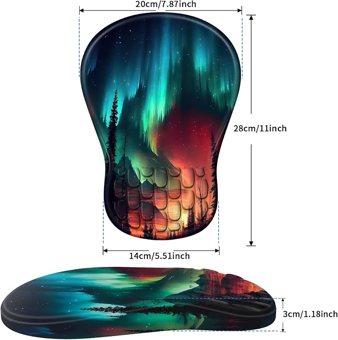 YIWEI Ergonomic Mouse Pad with Wrist Rest for Carpal Tunnel Pain Relief | Memory Foam Wrist Support,Non-Slip Rubber Base, Keyboard Computer Mousepad,Lycra Cloth Surface,Gaming and Home Office