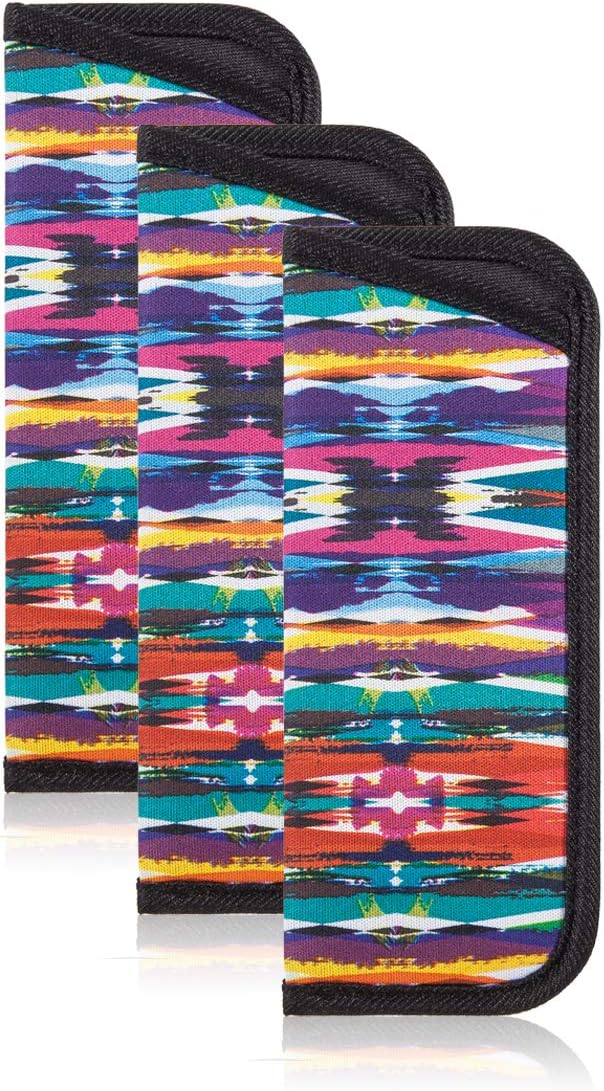 TRIUMPH VISION 3 Pack Reading Glasses Pouch Soft Case Eyeglass Sleeve Slim | Alternative to Bulky Case in bag, Lightweight Lined Padded Protect Optical lens Slip in, Cute Pattern Portable for Daily Use