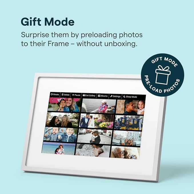 Skylight Digital Picture Frame 2 – 10" Full HD Wi-Fi Touch Screen, 16GB Digital Photo Frame, Load Photos & Videos Directly from Phone, Anti-Glare – Ideal for Personalized Gifting, Classic White