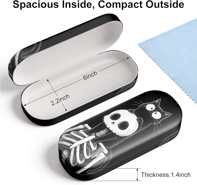 Hard Shell Leather Sunglasses Case,Classic Fashionable Cute Large Glasses Case for Women Men,Sunglass Eyeglasses