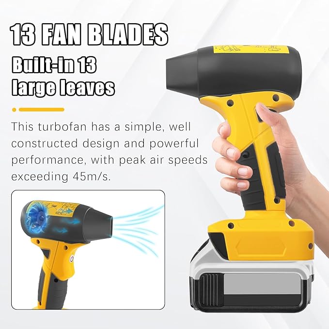 130000 RPM Mini Jet Fan Blower, 4-Speed Cordless Air Duster Compatible for Dewalt 20V Battery, Portable Handheld Blower for Indoor & Outdoor Use (No Battery)
