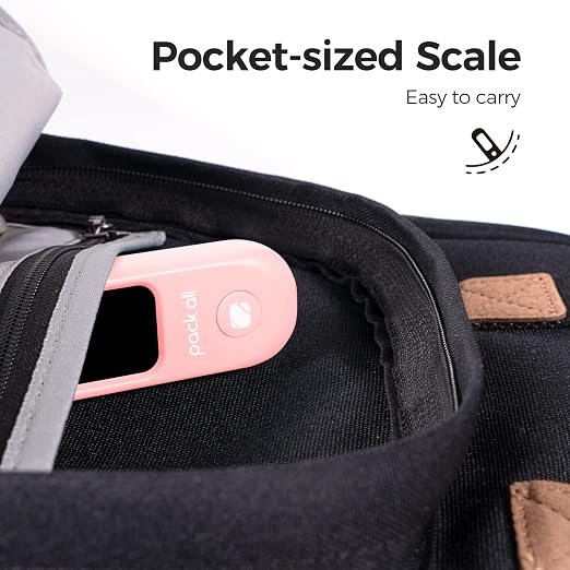 pack all Digital Luggage Scale for Travel, 110Lbs Capacity, 0.1Lb Precision | Handheld, Backlit LCD Display, Lb/Kg/Oz Conversion, Tare Function, Battery Included, Pink