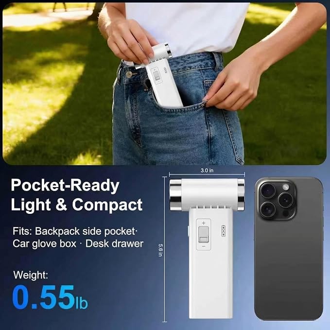 Mini Ultra-Slim Electric Compressed Air Duster 150,000RPM Super Power, Rechargeable Cordless Air Duster, Powerful Airflow for Computer, Keyboard, Outdoor, House and Car